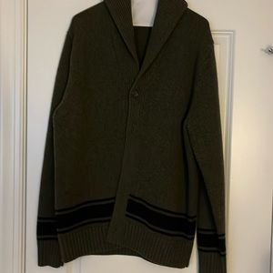 Banana Republic size large cardigan dark green with navy stripe